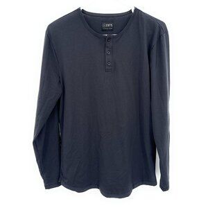 Cuts Shirt Men's L Black Henley Stretch Long Sleeve Casual